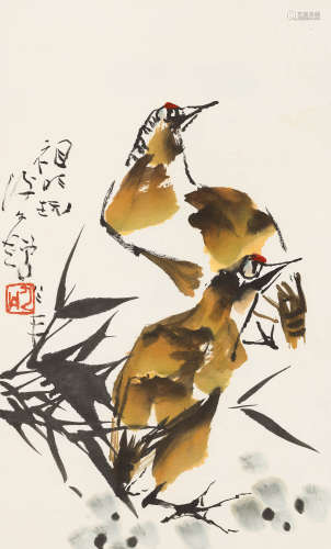 1982年作 李琼久 花鸟  绘画 立轴  设色纸本