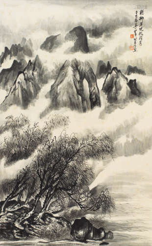 1981年作 吴一峰 杨柳岸晓风残月  绘画 立轴  水墨纸本