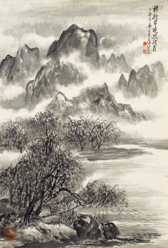 1987年作 吴一峰 杨柳岸晓风残月  绘画 镜心  水墨纸本