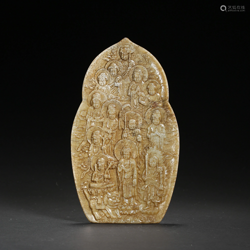 HETIAN JADE BUDDHA PLATE DECORATION, QING DYNASTY,