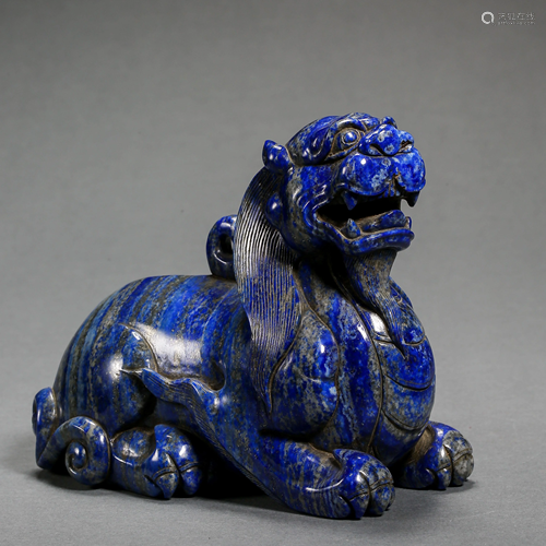 LAPIS LAZULI STONE CARVE BEAST, QING DYNASTY OF CHINA