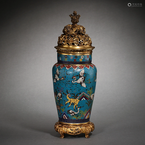 LARGE CLOISONNE BOTTLE, QING DYNASTY, CHINA