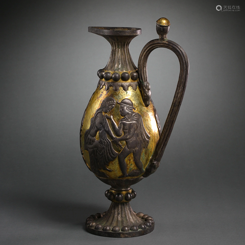 SILVER GILT LIQUID CONTAINER, TANG DYNASTY, CHINA