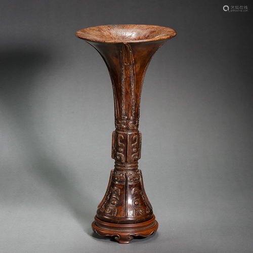 ROSEWOOD FLOWER GOBLET, QING DYNASTY, CHINA