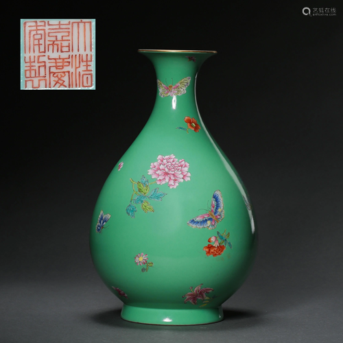 QING DYNASTY, CHINESE FAMILLE ROSE YU HU CHUN VASE