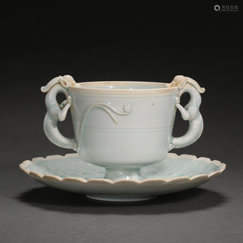 HUTIAN WARE CELADON CUP AND SAUCER, SOUTHERN SONG