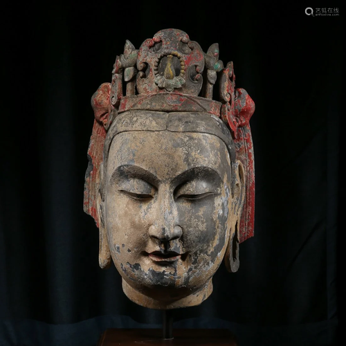 PAINTED BLUESTONE BUDDHA, NORTHERN QI DYNASTY, CHINA