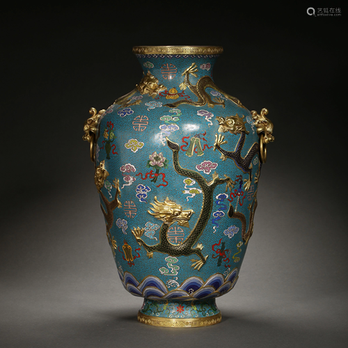 QING DYNASTY, CHINA CLOISONNE BOTTLE