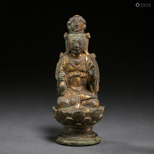 GILT BRONZE BUDDHA STATUE, LIAO DYNASTY, CHINA