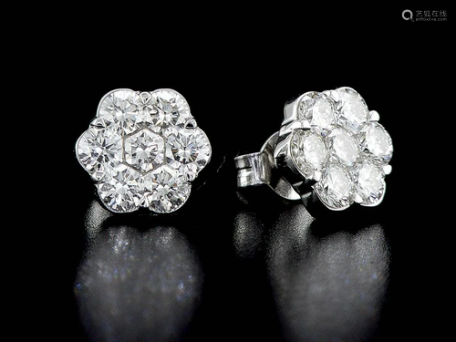 18kt White Gold 1.98 ctw Diamond Earrings