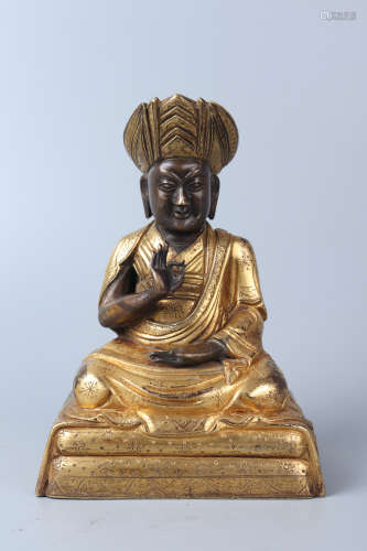 Chinese Bronze Gold Gilded Buddha Statues In The Middle Qing...