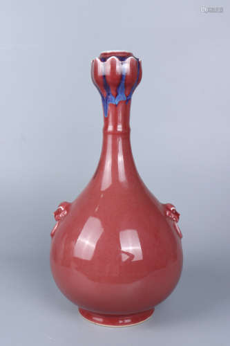 Chinese Qing Dynasty Qianlong Porcelain Garlic Bottle