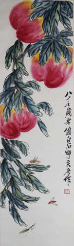 Chinese Qi Baishi - Painting Of Peach