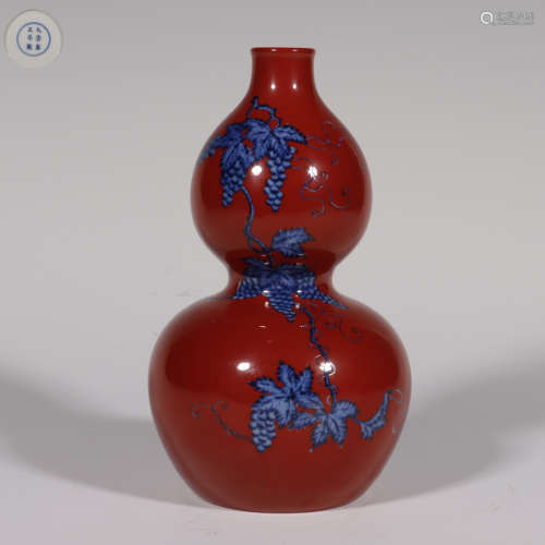Chinese Qing Dynasty Yongzheng Red Glazed Blue And White Por...