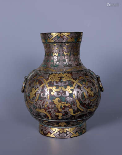 Chinese Zhanhancuo Perido Gold And Silver Painted Jar