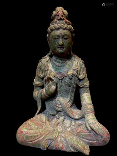 Chinese Tang Sitting Statue Of Bodhisattva