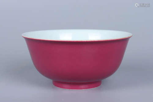 Chinese Qing Dynasty Yongzheng Rouge Red Glazed Porcelain Bo...