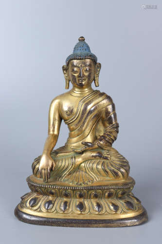 Chinese Bronze Gold Gold Gilded Buddha Statue