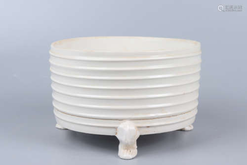 Chinese White Glazed Porcelain Tripod Washer