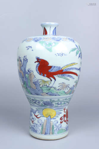 Chinese Ming Wanli Doucai Porcelain Plum Bottle