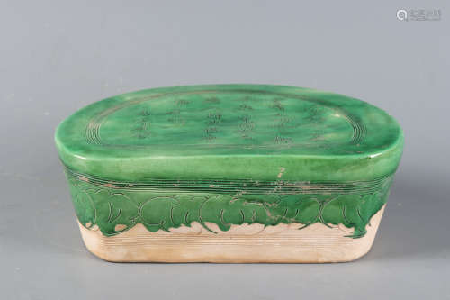 Chinese Green Glazed Porcelain Pillow