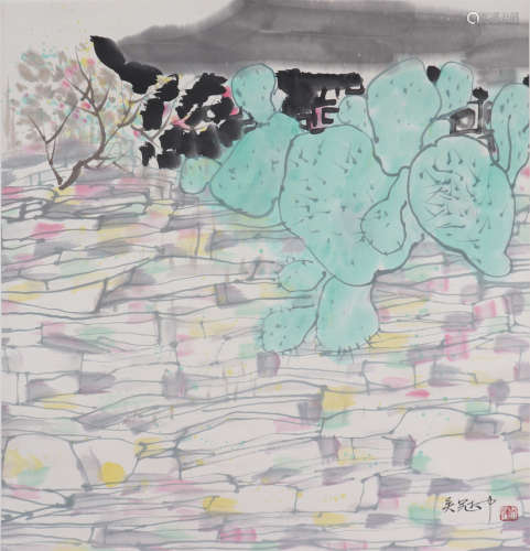 Chinese Wu Guanzhong - Painting Of Spring Scenery