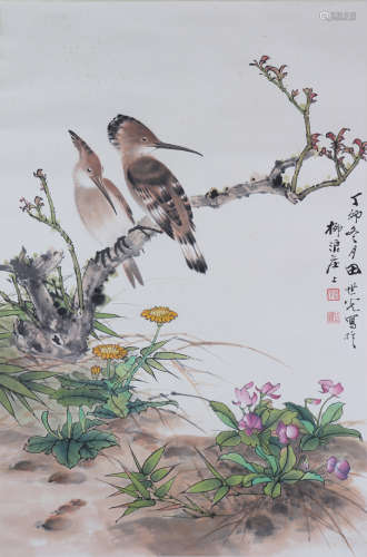 Chinese Tian Shiguang - Painting Of Flowers And Birds On Pap...