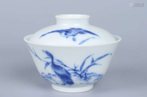 Chinese Blue And White Porcelain Cover Bowl