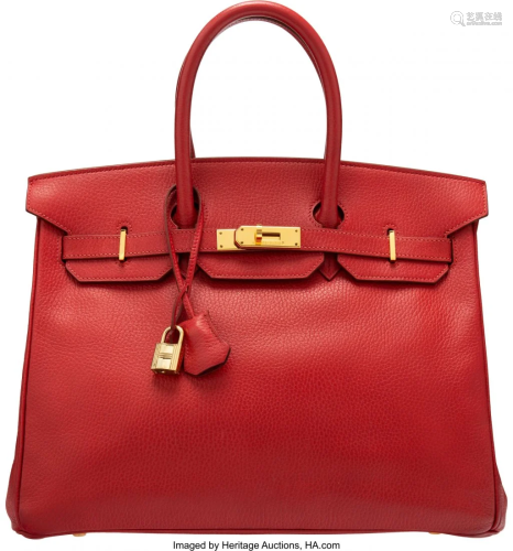 58172: Hermès Vintage 35cm Rouge Vif Courchevel