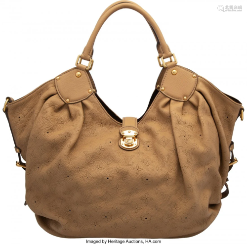 58156: Louis Vuitton Sable Mahina Leather Hobo XXL Bag