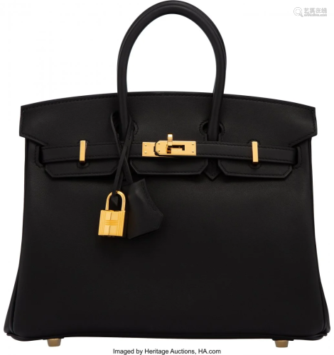 58177: Hermès 25cm Black Swift Leather Birkin Ba