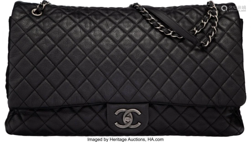 58182: Chanel Black Quilted Calfskin Leather XXL Airlin