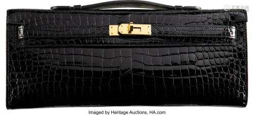 58063: Hermès Shiny Black Porosus Crocodile Kell