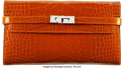 58032: Hermès Shiny Orange H Alligator Kelly Lon