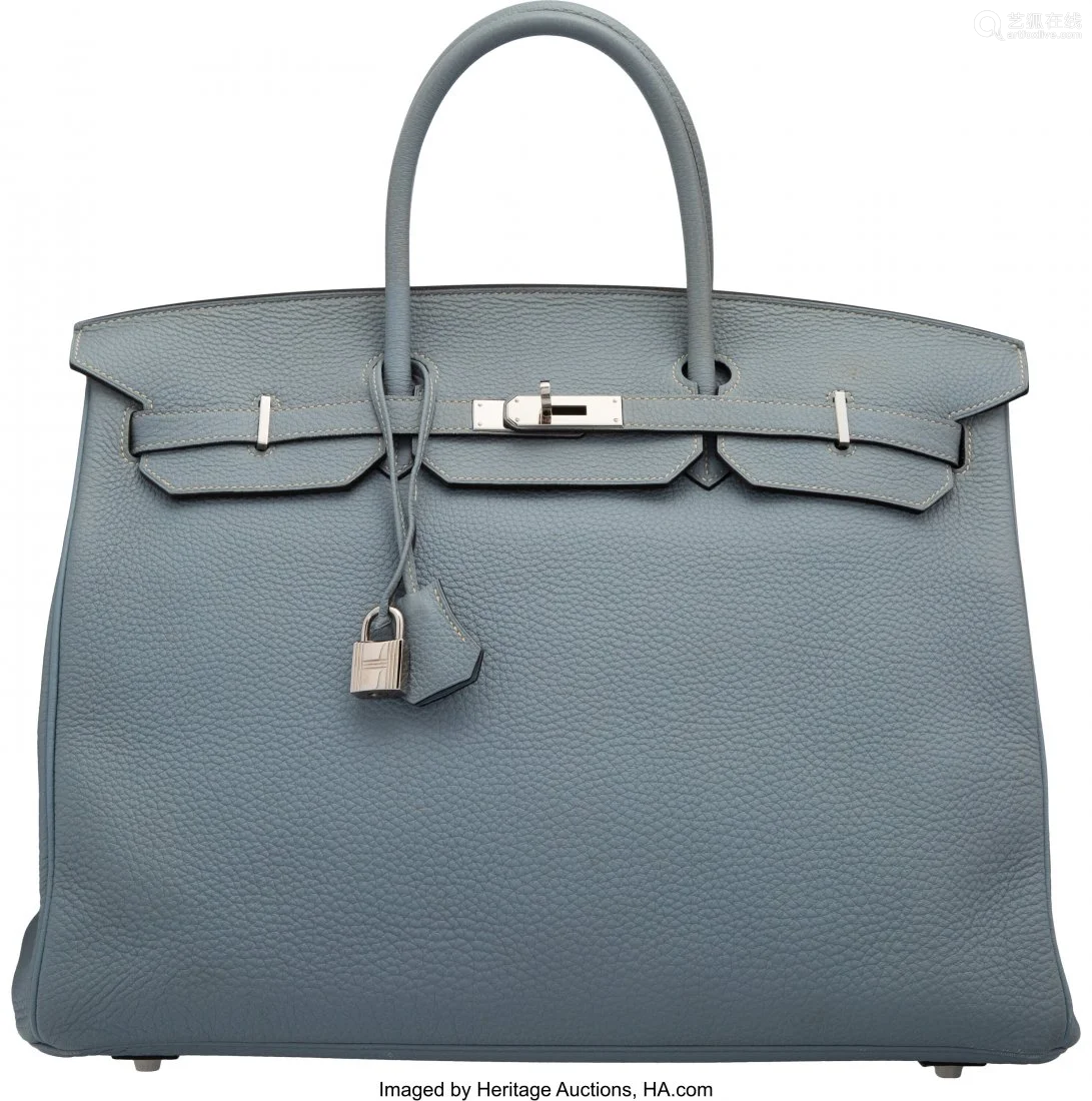 58008: hermès 40cm blue lin togo leather birkin