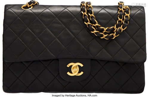 58187: Chanel Vintage Black Quilted Lambskin Leather Me