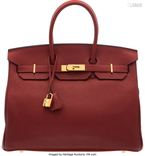 58171: Hermès 35cm Rouge H Clemence Leather Birk