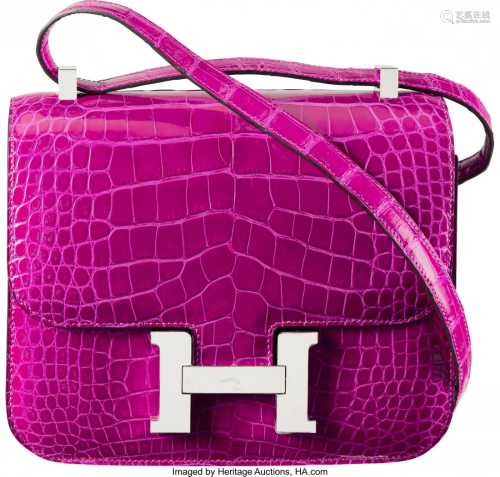 58120: Hermès 24cm Shiny Rose Poupre Alligator D