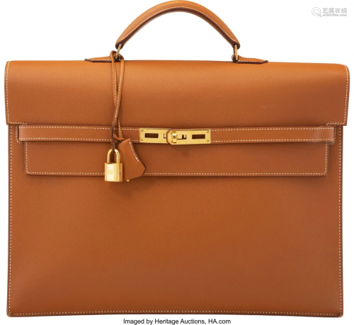 58154: Hermès 38cm Gold Epsom Leather Kelly Depe