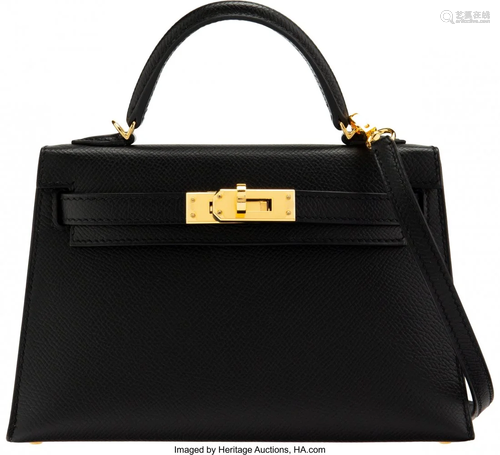 58059: Hermès 20cm Black Epsom Leather Mini Kell