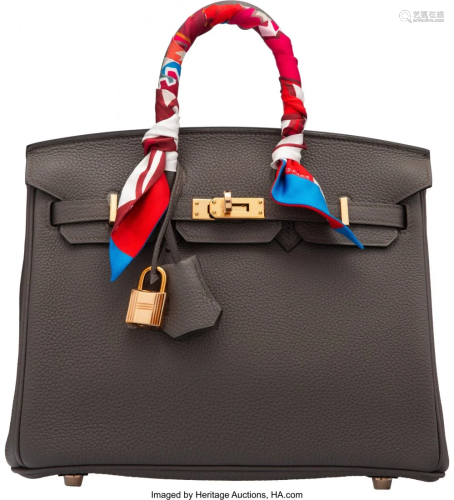 58131: Hermès 25cm Etain Togo Leather Birkin Bag