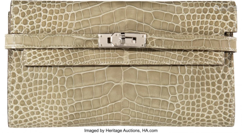 58134: Hermès Shiny Gris Tourterelle Alligator K