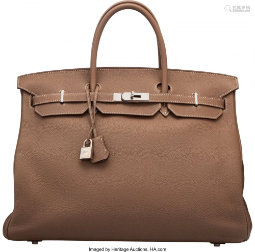 58139: Hermès 40cm Etoupe Togo Leather Birkin Ba
