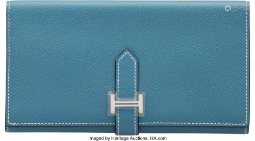 58022: Hermès Blue Jean Epsom Leather Trifold Be