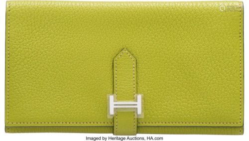 58089: Hermès Vert Anis Chevre Leather Trifold B