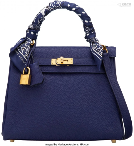 58003: Hermès 25cm Blue Encre Togo Leather Retou