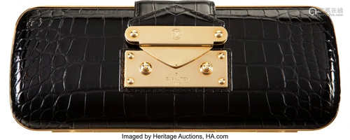 58070: Louis Vuitton Black Alligator Evening Clutch Con