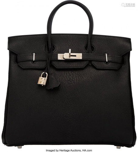 58065: Hermès 32cm Black Chevre Leather HAC Birk