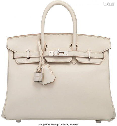 58075: Hermès 25cm Gris Perle Swift Leather Birk