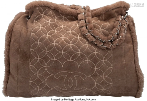 58052: Chanel Brown Suede & Sherpa Shoulder Bag Conditi